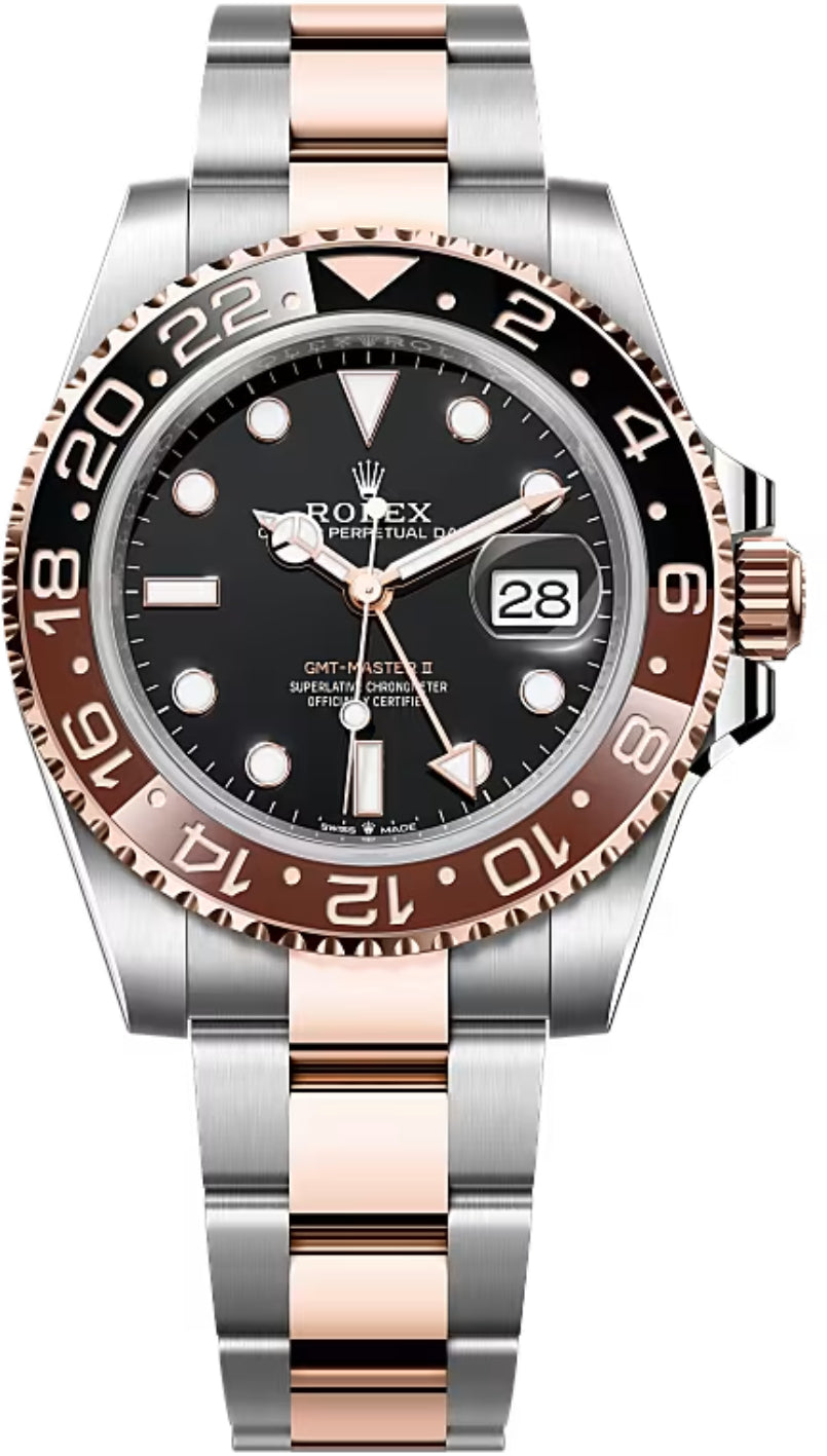 Rolex GMT Master II Root Beer Rose Gold/Steel Black Dial Black/Brown Ceramic Bezel 126711CHNR