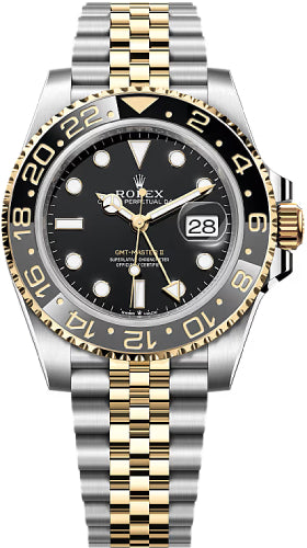 Rolex GMT-Master II Yellow Gold/Steel Black Dial 40mm Jubilee Bracelet Watch - 126713GRNR