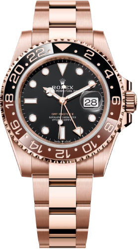 Rolex GMT Master II Rose Gold Black Dial Brown/Black Ceramic Bezel Oyster Bracelet 126715CHNR