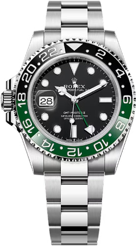 Rolex Steel GMT-Master II 40 Watch - "Sprite" - Black Dial - Oyster Bracelet - 126720VTNR