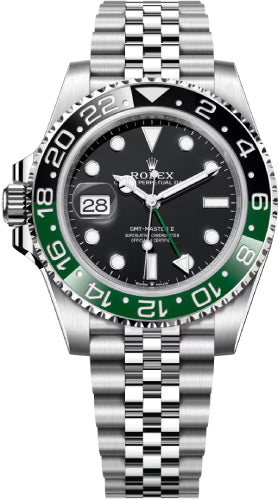 Rolex Steel GMT-Master II 40 Watch - "Sprite" - Black Dial - Jubilee Bracelet - 126720VTNR