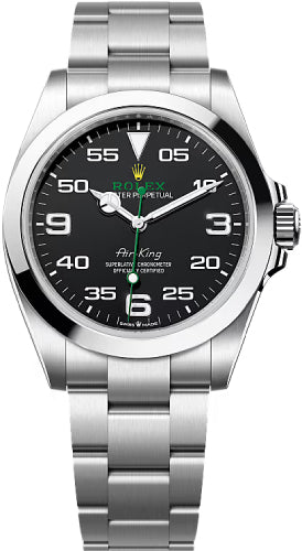 Rolex Air-King Stainless Steel Black Arabic Dial 40mm Green Hand Oyster Bracelet 116900