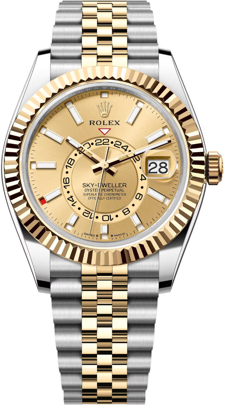 Rolex Yellow Rolesor Oyster Perpetual Sky-Dweller - Champagne Index Dial - Jubilee Bracelet - 326933 chij