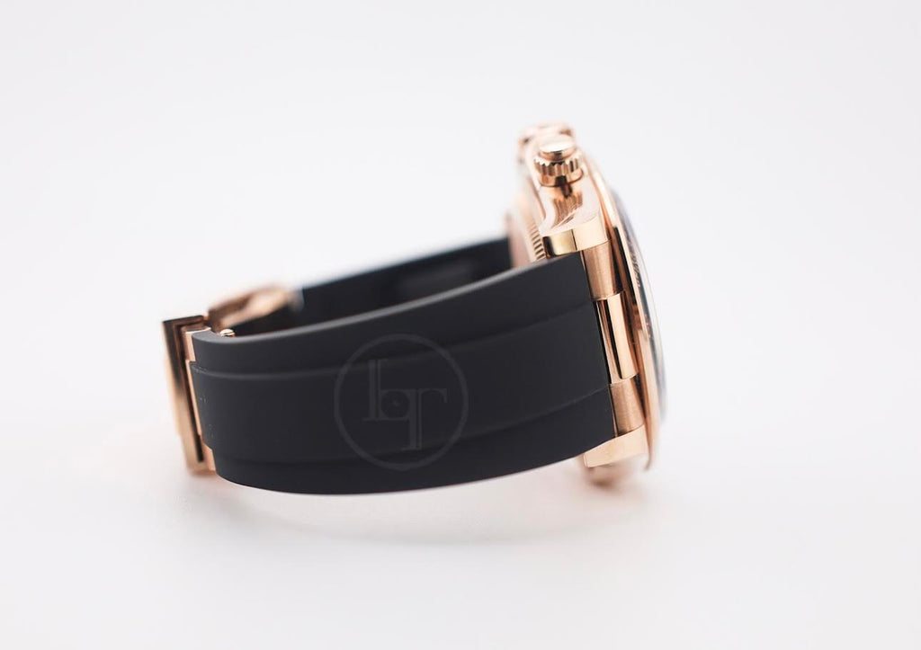 Rolex Daytona Rose Gold Sundust/Bright Black Dial 40 mm Oysterflex Rubber Bracelet Watch - 126515LN