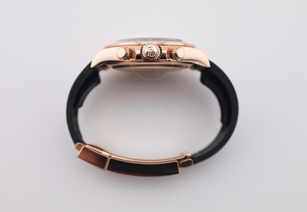 Rolex Daytona Rose Gold Sundust/Bright Black Dial 40 mm Oysterflex Rubber Bracelet Watch - 126515LN