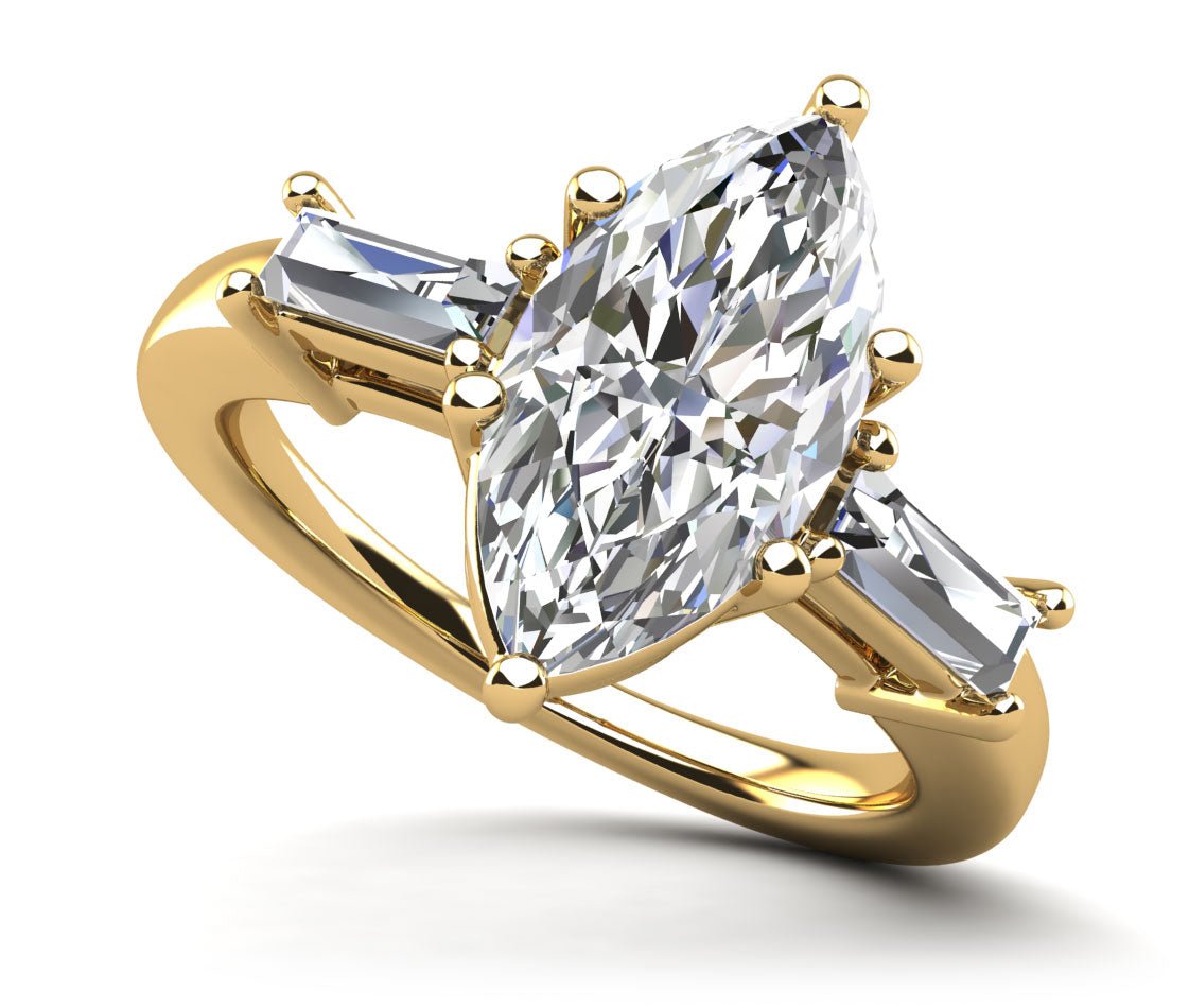 Marquise and Baguettes Diamond Engagement Ring with 1.38 ct. (1.00 ct. center diamond) - Luxury Time NYC
