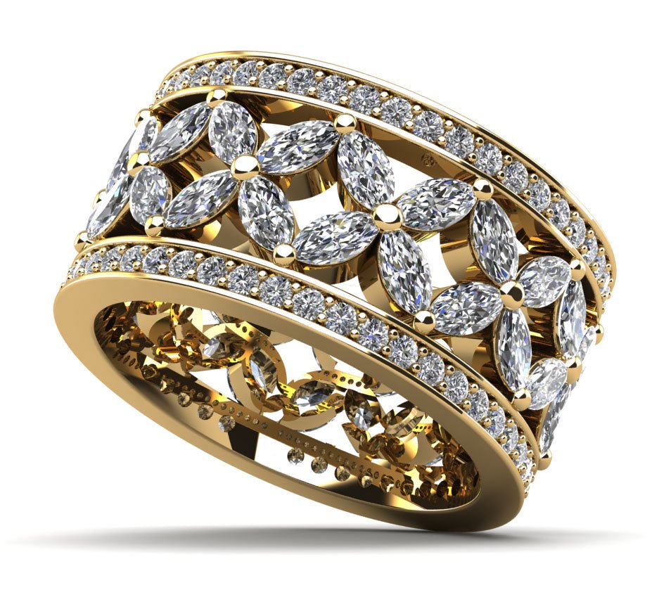 Marquise and Round Diamond Eternity Diamond Ring with 5.78 ct.(finished) 4x2mm, 1.3mm - Luxury Time NYC