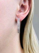 Load image into Gallery viewer, Medium 3 Row Diamond Hoop Earrings with 1.73 ct.(finished) 1.2mm - Luxury Time NYC