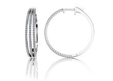 Load image into Gallery viewer, Medium 3 Row Diamond Hoop Earrings with 1.73 ct.(finished) 1.2mm - Luxury Time NYC