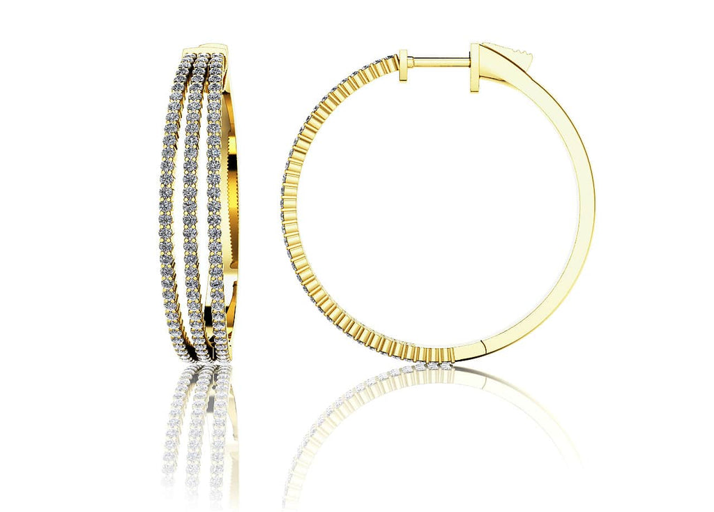 Medium 3 Row Lab - Grown Diamond Hoop Earrings with 1.73 ct.(finished) 1.2mm - Luxury Time NYC