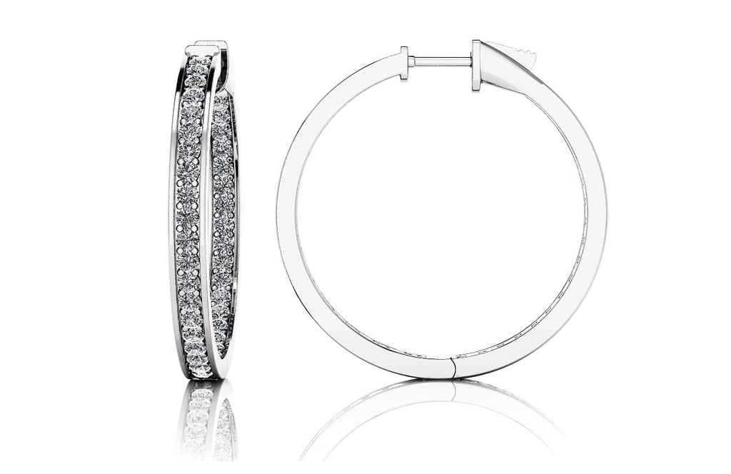 Medium Shared Prong Single Row Diamond Hoops Diamond with 1.10 ct.(finished) 1.3mm - Luxury Time NYC