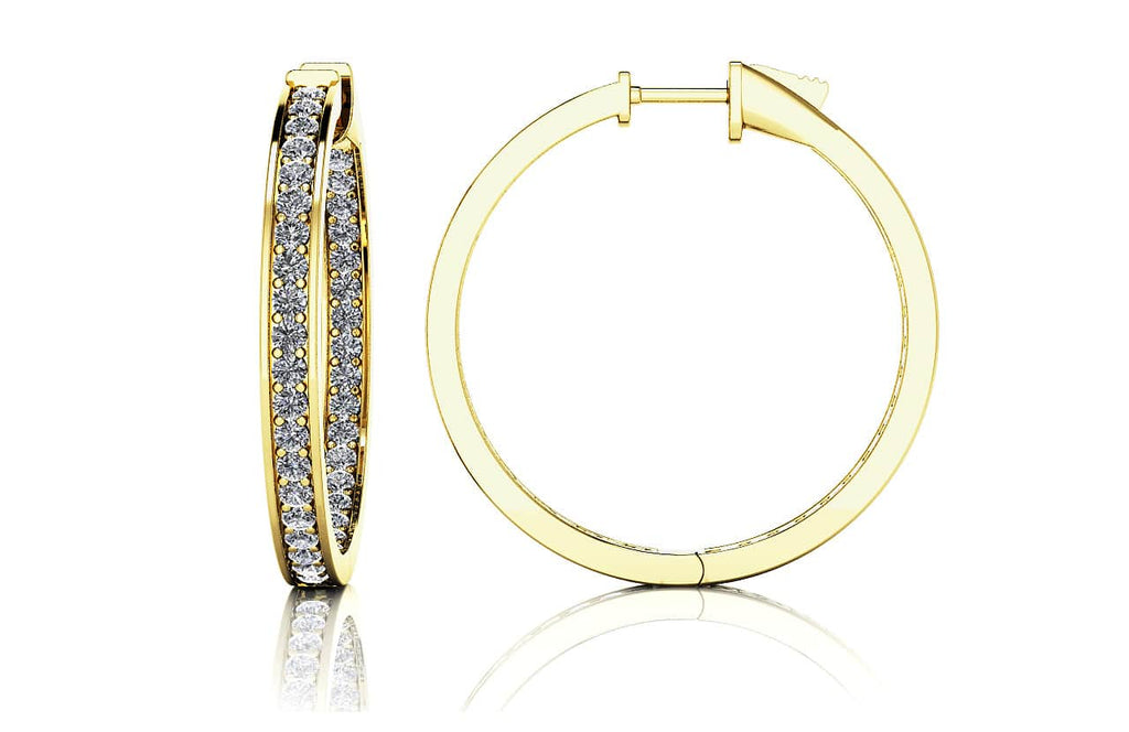 Medium Shared Prong Single Row Diamond Hoops Diamond with 1.10 ct.(finished) 1.3mm - Luxury Time NYC