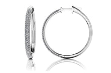 Load image into Gallery viewer, Medium Triple Row Diamond Hoop Earrings with 1.40 ct.(finished) 1.1mm - Luxury Time NYC