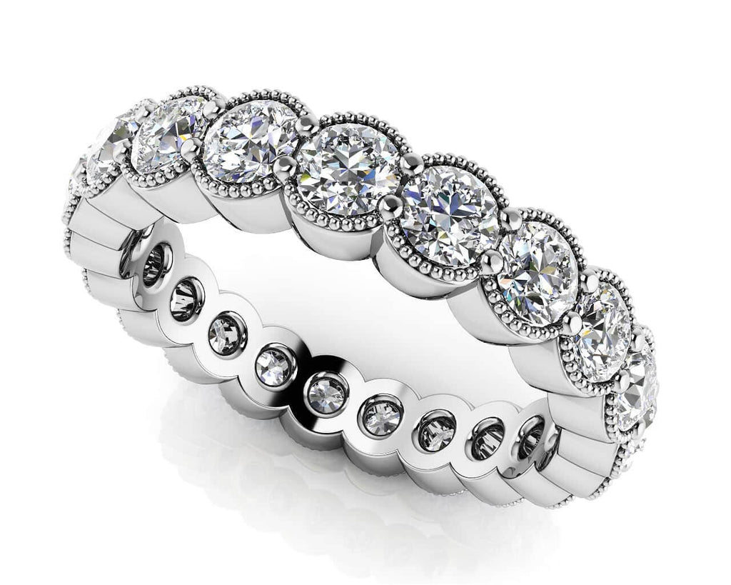 Milgrain Brilliant Cut Diamond Eternity Band Diamond with 2.21 ct.(finished) 3mm - Luxury Time NYC