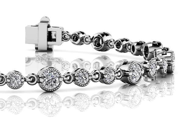 Milgrain Chain Link Diamond Bracelet with 2.05 ct.(finished) 2mm, 3mm - Luxury Time NYC