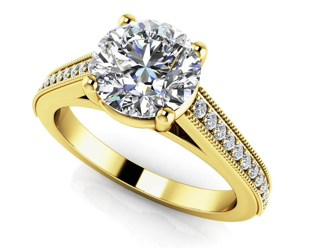 Milgrain Detailed Diamond Engagement Ring with 0.67 ct. (0.50 ct. center diamond) - Luxury Time NYC