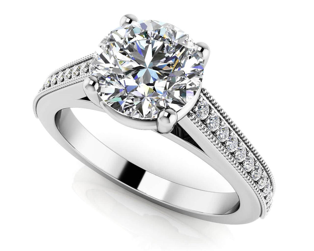 Milgrain Detailed Diamond Engagement Ring with 1.15 ct. (1.00 ct. center diamond) - Luxury Time NYC