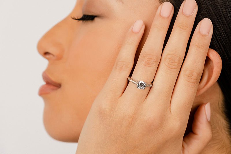 Milgrain Detailed Lab - Grown Diamond Engagement Ring with 0.67 ct. (0.50 ct. center diamond) - Luxury Time NYC