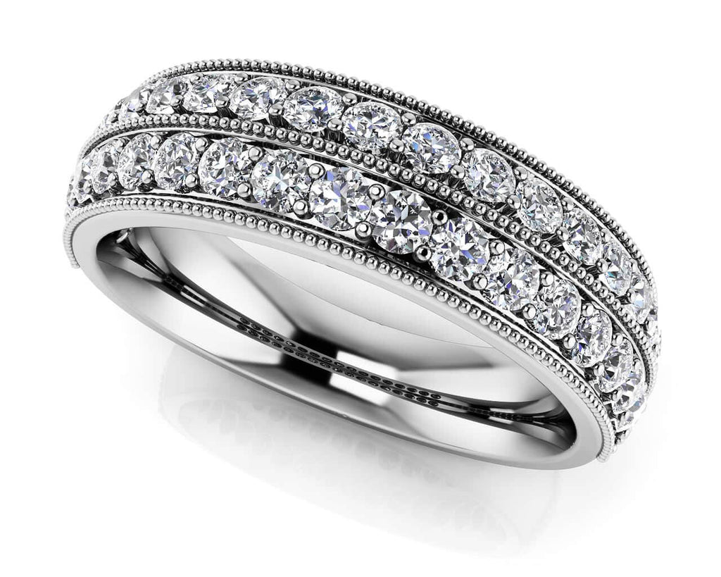 Milgrain Edge Double Row Diamond Ring with 0.75 ct.(finished) 1.7mm - Luxury Time NYC