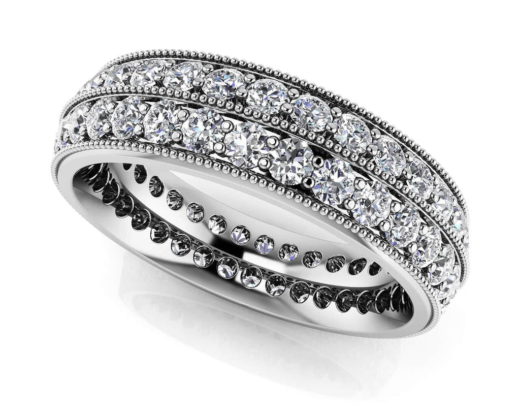 Milgrain Edge Double Row Eternity Diamond Ring with 1.09 ct.(finished) 1.4mm - Luxury Time NYC