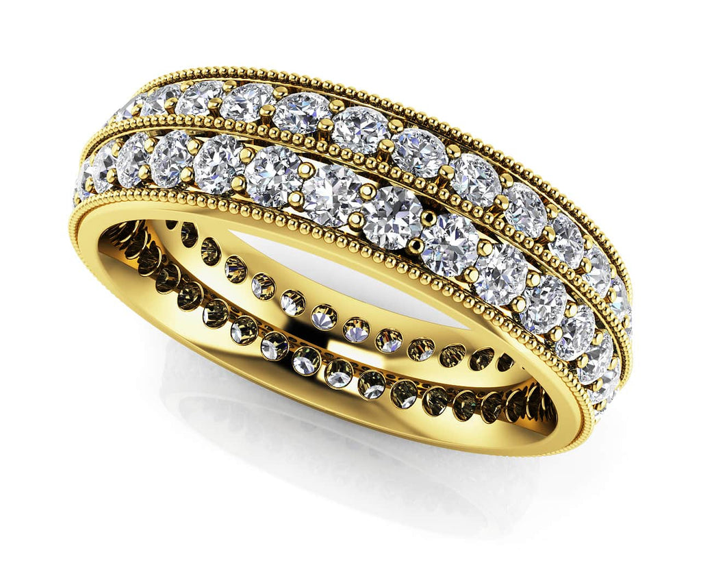 Milgrain Edge Double Row Eternity Diamond Ring with 1.54 ct.(finished) 1.7mm - Luxury Time NYC