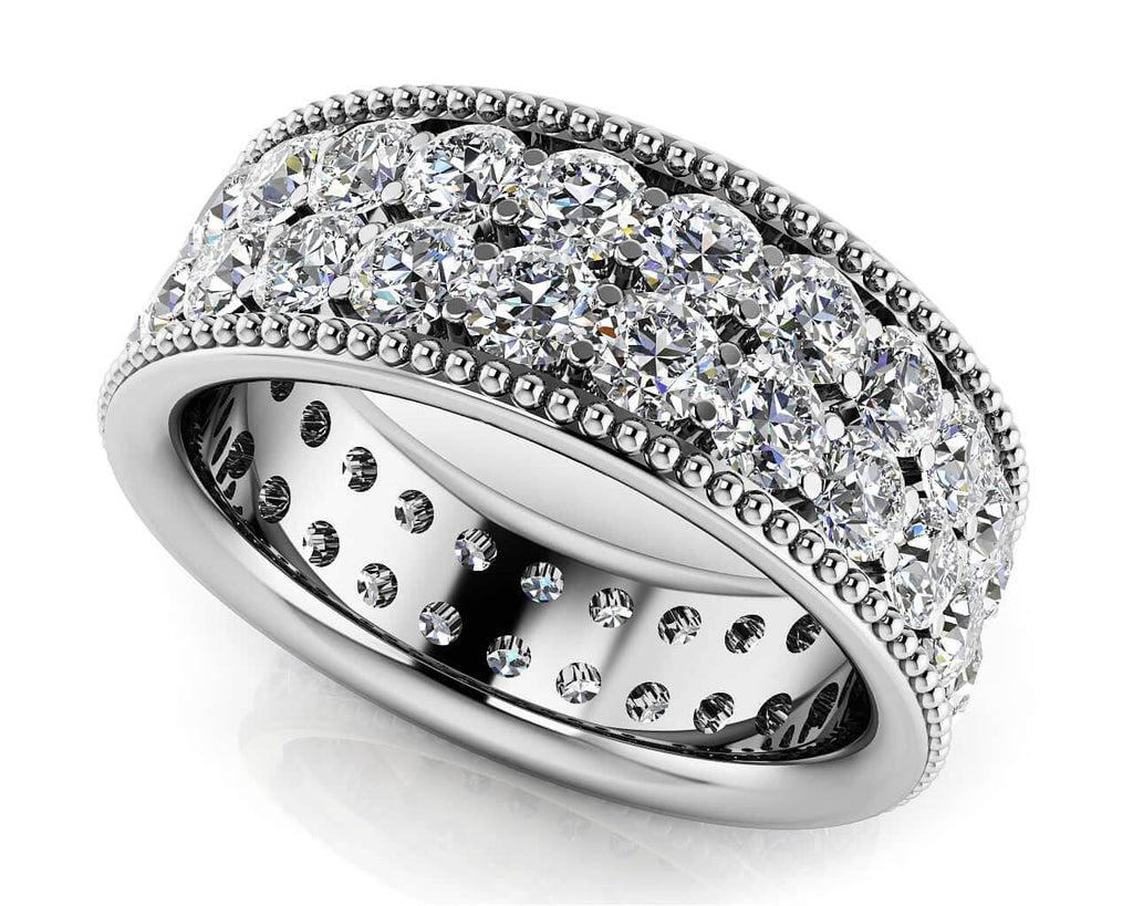 Milgrain Edge Double Row Eternity Diamond Ring with 2.50 ct.(finished) 2.4mm - Luxury Time NYC