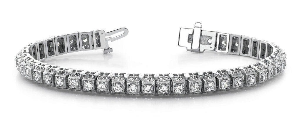 Milgrain Square Link Diamond Bracelet with 1.82 ct.(finished) 2mm - Luxury Time NYC