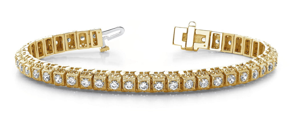 Milgrain Square Link Diamond Bracelet with 2.09 ct.(finished) 2.2mm - Luxury Time NYC