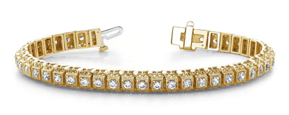 Milgrain Square Link Diamond Bracelet with 3.38 ct.(finished) 2.7mm - Luxury Time NYC
