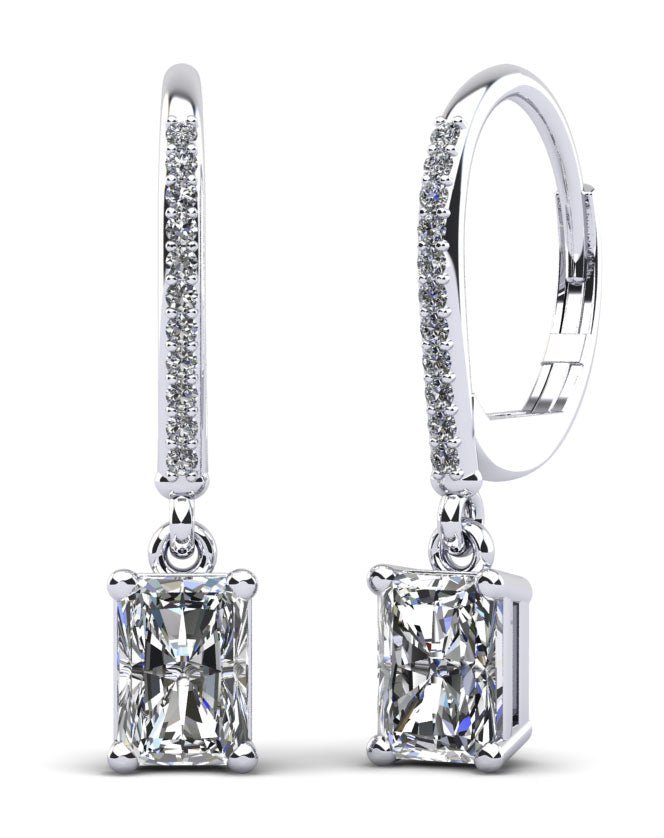 Modern Chic Emerald Cut Drop Lab - Grown Diamond Earrings with 0.61 ct.(finished) 5x3mm, 1mm - Luxury Time NYC