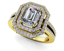 Load image into Gallery viewer, Modern Emerald Cut Double Halo Ring Diamond with 1.21 ct. (0.70 ct. center diamond) - Luxury Time NYC