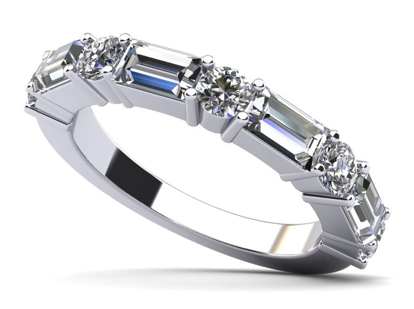 Modern Mix Diamond Anniversary Diamond Ring with 0.90 ct.(finished) 4x2mm, 2mm - Luxury Time NYC