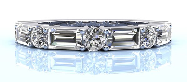 Modern Mix Diamond Anniversary Diamond Ring with 1.73 ct.(finished) 5x3mm, 3mm - Luxury Time NYC