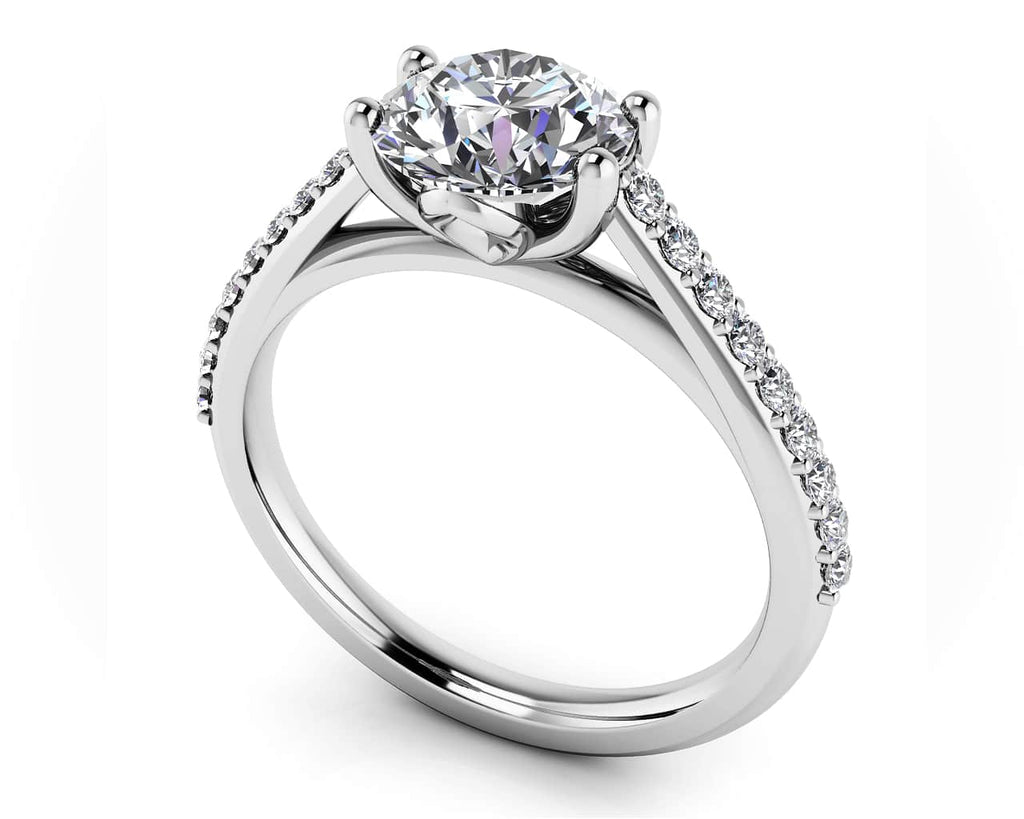 Modern Round Diamond Engagement Ring with 0.98 ct. (0.75 ct. center diamond) - Luxury Time NYC