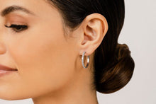 Load image into Gallery viewer, Must Have Diamond Hoop Earrings with 0.49 ct.(finished) 1.6mm - Luxury Time NYC