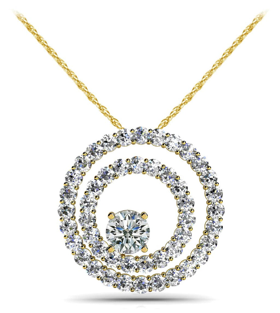 Off Center Diamond Circle Diamond Pendant with 1.56 ct.(finished) 1.7mm, 4.5mm - Luxury Time NYC