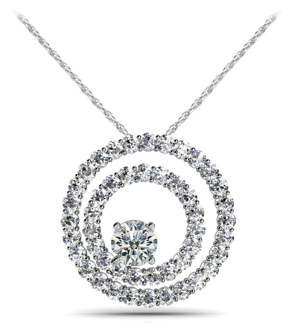 Off Center Diamond Circle Lab - Grown Diamond Pendant with 0.90 ct.(finished) 1.5mm, 3.7mm - Luxury Time NYC