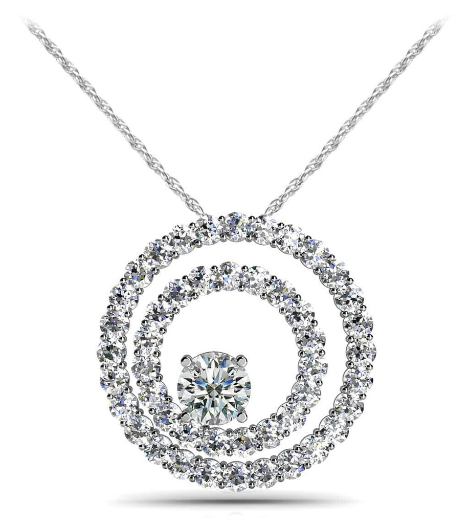 Off Center Diamond Circle Lab - Grown Diamond Pendant with 0.90 ct.(finished) 1.5mm, 3.7mm - Luxury Time NYC