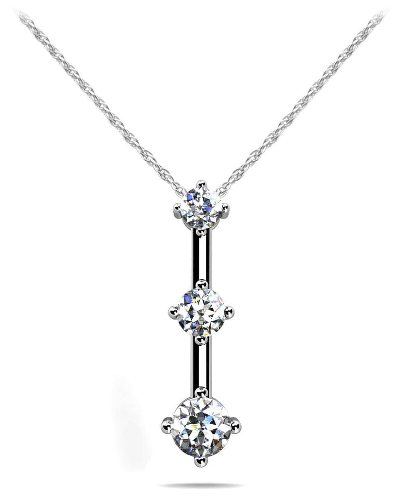 Offset 3 Stone Diamond Pendant In Lab - Grown Diamond with 0.27 ct.(finished) 2.2mm, 2.8mm, 3.4mm - Luxury Time NYC