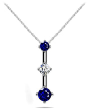 Load image into Gallery viewer, Offset Four Prong Triple Stone Diamond Pendant with 0.27 ct.(finished) 2.2mm, 2.8mm, 3.4mm Sapphire - Luxury Time NYC