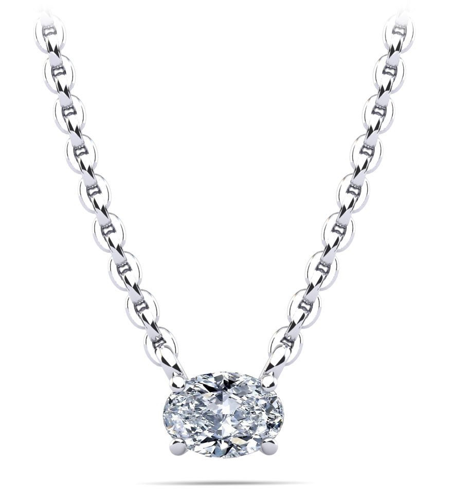 Oval Cut Horizontal Diamond Solitaire Diamond Pendant with 0.33 ct.(finished) 5x3mm - Luxury Time NYC