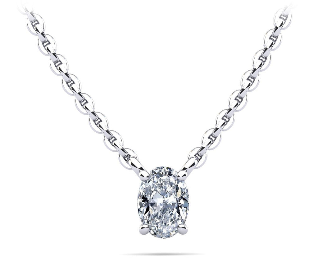 Oval Cut Vertical Diamond Solitaire Diamond Pendant with 0.33 ct.(finished) 5x3mm - Luxury Time NYC