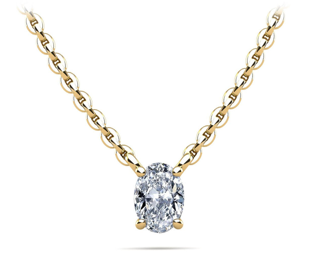 Oval Cut Vertical Diamond Solitaire Diamond Pendant with 0.33 ct.(finished) 5x3mm - Luxury Time NYC