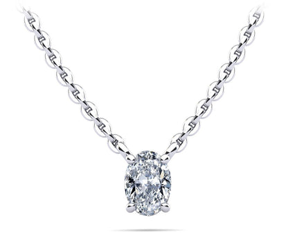 Oval Cut Vertical Diamond Solitaire Lab - Grown Diamond Pendant with 0.60 ct.(finished) 6x4mm - Luxury Time NYC