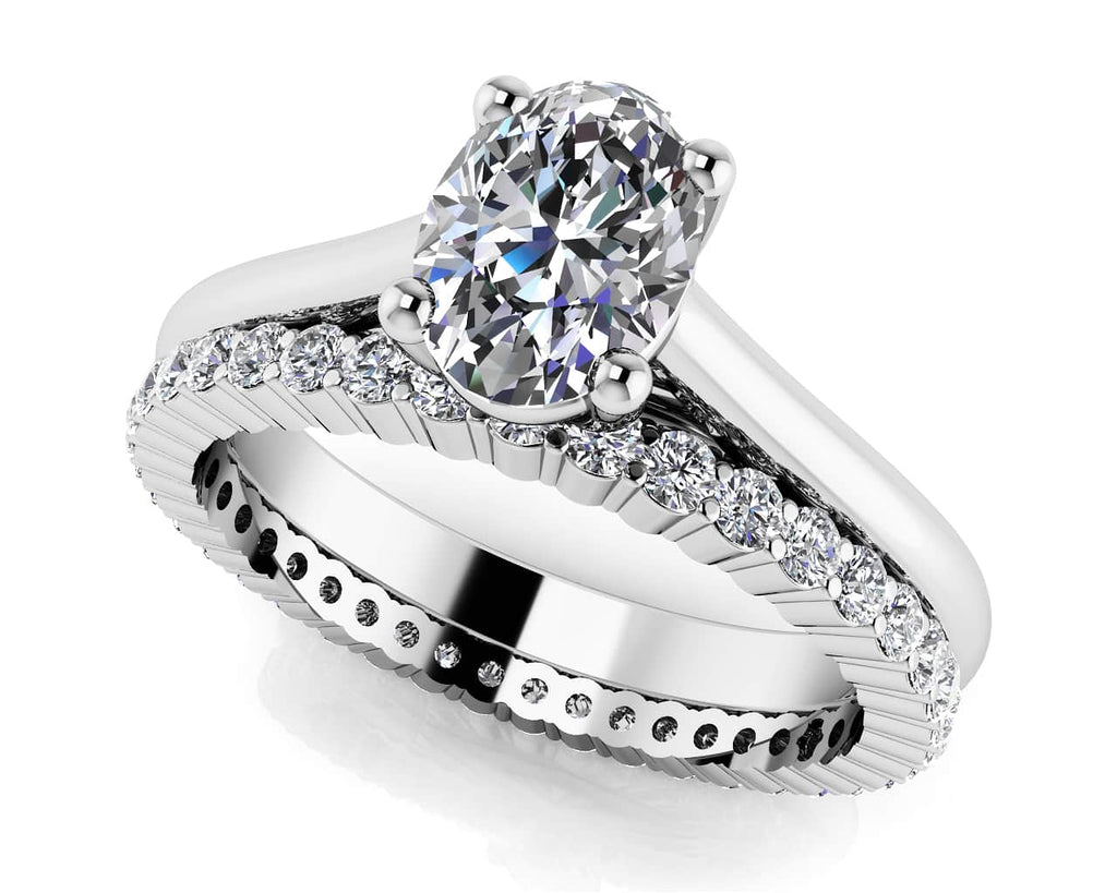 Oval Diamond Cathedral Solitaire And Eternity Set Diamond with 1.12 ct. (0.60 ct. center diamond) - Luxury Time NYC