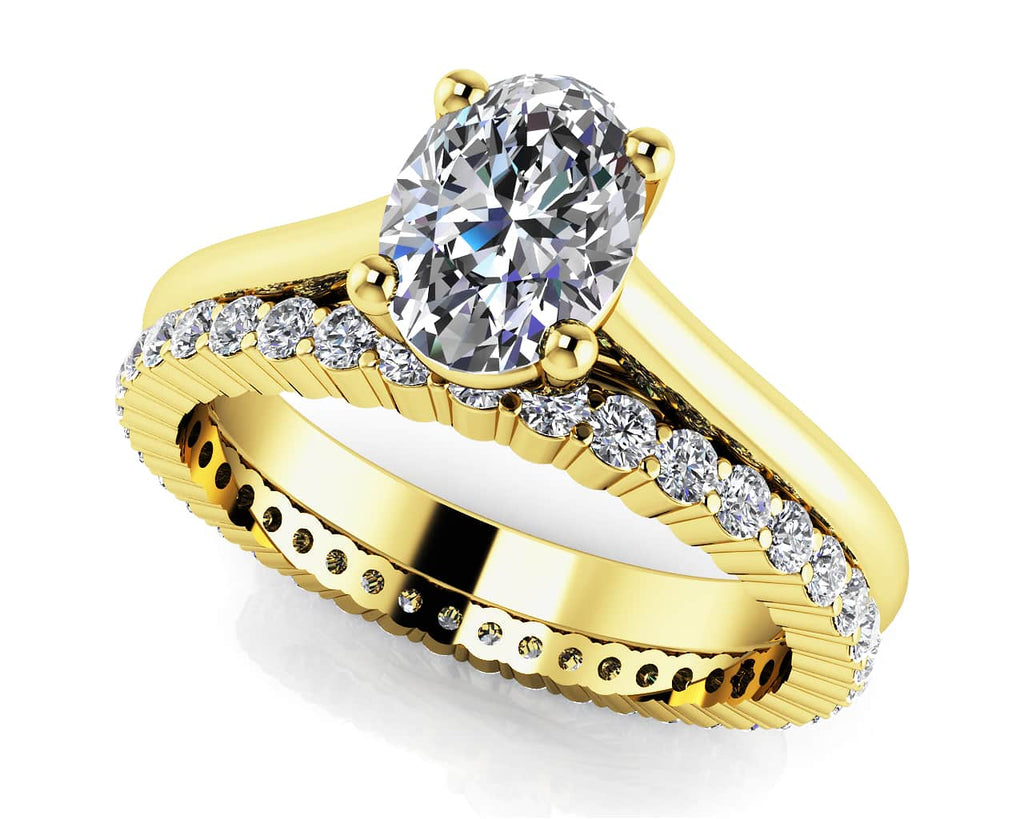 Oval Diamond Cathedral Solitaire And Eternity Set Diamond with 2.12 ct. (1.60 ct. center diamond) - Luxury Time NYC