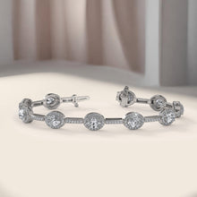 Load image into Gallery viewer, Oval Halo Diamond Bracelet with 16.56 ct.(finished) 8x6mm, 1.3mm - Luxury Time NYC