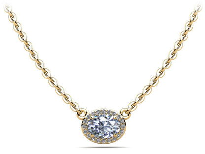 Oval Halo Diamond Pendant with 0.69 ct. (0.60 ct. center diamond) - Luxury Time NYC