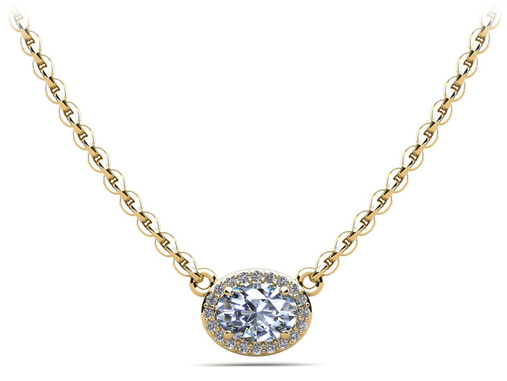 Oval Halo Diamond Pendant with 0.69 ct. (0.60 ct. center diamond) - Luxury Time NYC