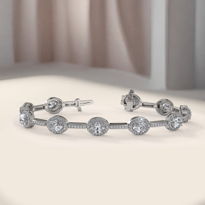 Oval Halo Lab - Grown Diamond Bracelet with 11.92 ct.(finished) 7x5mm, 1.2mm - Luxury Time NYC